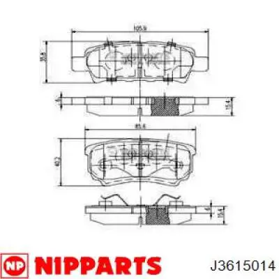 J3615014 Nipparts колодки гальмові задні, дискові