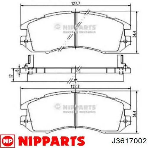 Купити J3617002 Nipparts Задні колодки