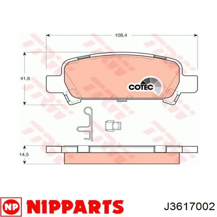 Задні гальмівні колодки Nipparts J3617002 ціна, від 18.55 USD