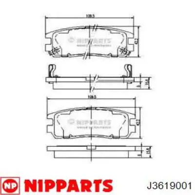 Задні гальмівні колодки Nipparts J3619001 ціна, від 16.47 USD