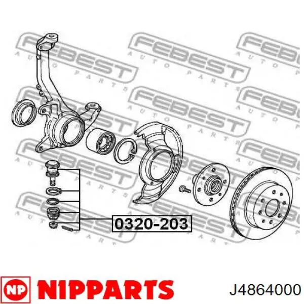 Купити J4864000 Nipparts Кульова опора, нижня