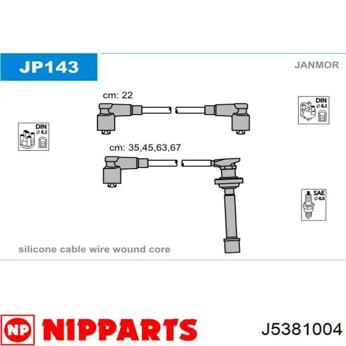 Купити J5381004 Nipparts Провід високовольтні, комплект