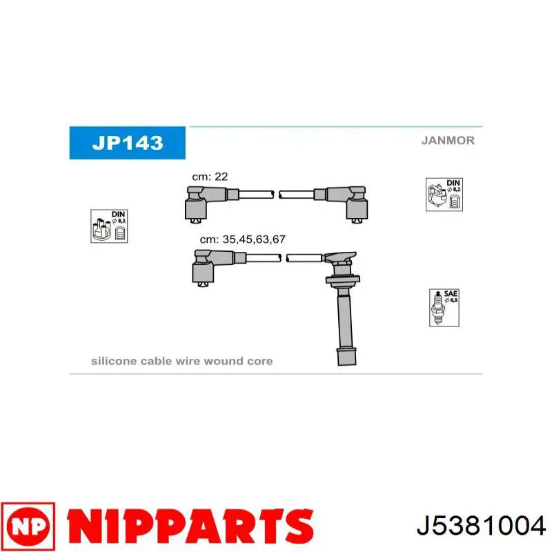 J5381004 Nipparts дріт високовольтні, комплект