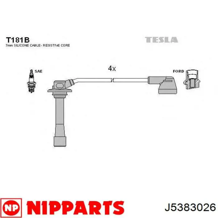 Купити J5383026 Nipparts Провід високовольтні, комплект