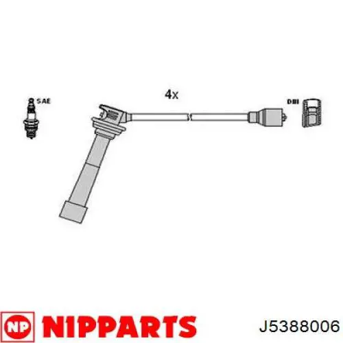 J5388006 Nipparts дріт високовольтні, комплект