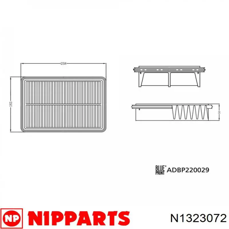 N1323072 Nipparts фільтр повітряний