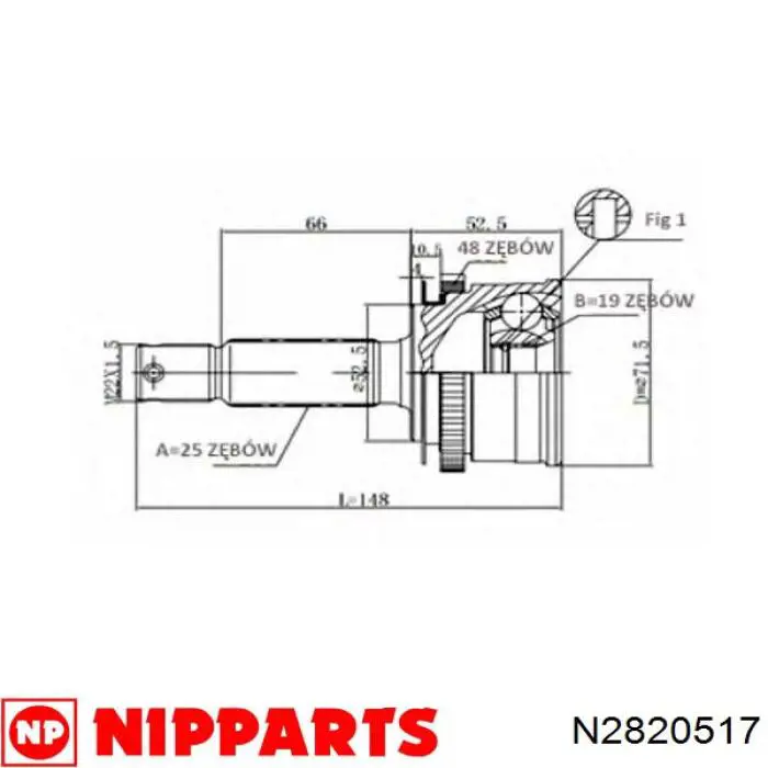 ШРУС зовнішній передній TOJ0154 Magneti Marelli