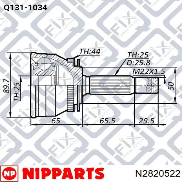 Купити N2820522 Nipparts Шарнір приводу зовнішній