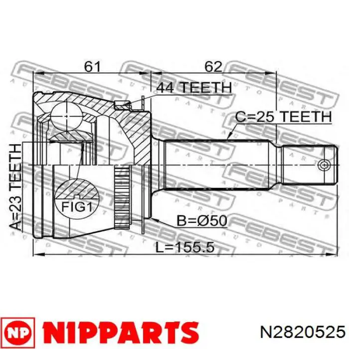 N2820525 Nipparts шрус зовнішній передній