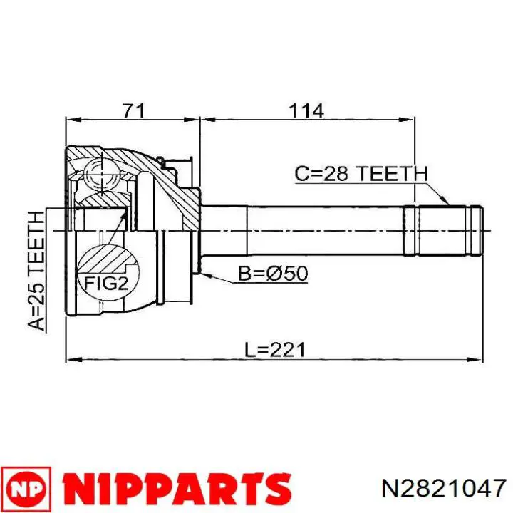 ШРУС зовнішній передній N2821047 Nipparts