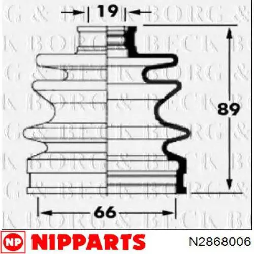 Пильник ШРУСа зовнішній N2868006 Nipparts