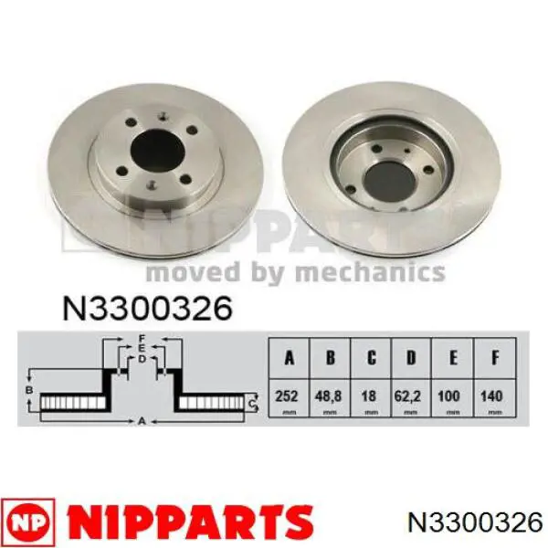 Диск гальмівний передній N3300326 Nipparts