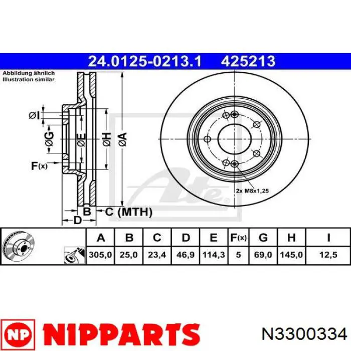 Диск гальмівний передній N3300334 Nipparts