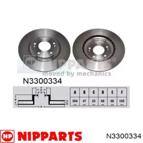 Диск переднього гальма Nipparts N3300334 ціна, від 50.75 USD