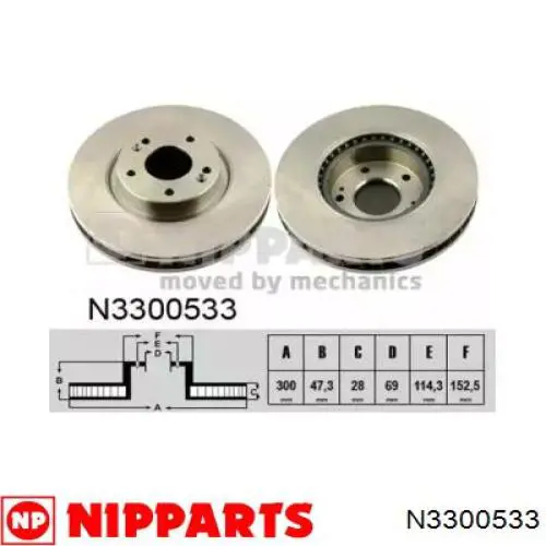 Диск переднього гальма Nipparts N3300533 ціна, від 51.52 USD