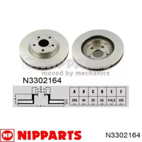 Диск переднього гальма Nipparts N3302164 ціна, від 50.72 USD