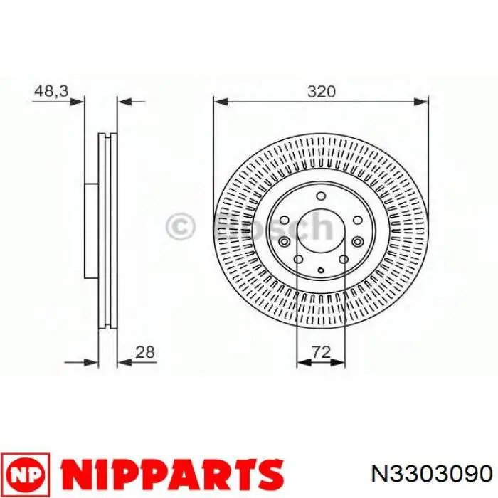 Купити N3303090 Nipparts Ротор гальмівний