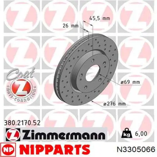 Купити N3305066 Nipparts Ротор гальмівний