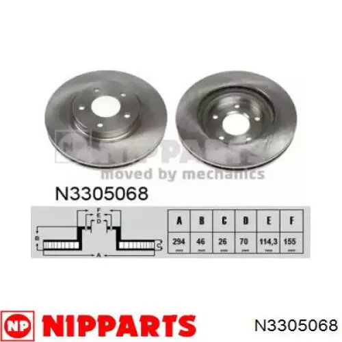 N3305068 Nipparts диск гальмівний передній