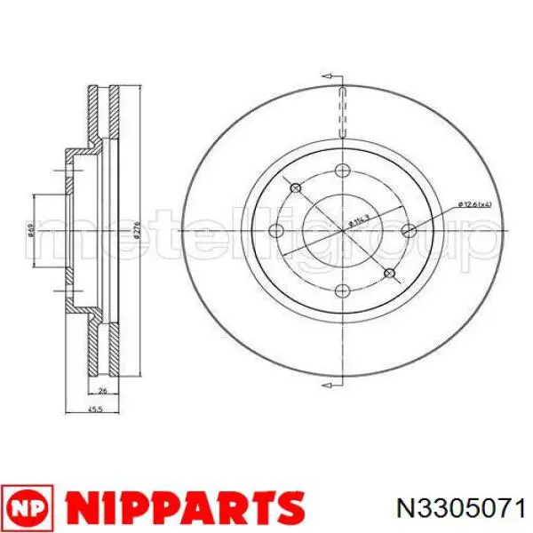 Купити N3305071 Nipparts Ротор гальмівний
