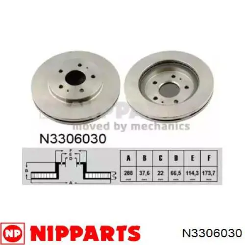 Диск переднього гальма Nipparts N3306030 ціна, від 59.30 USD