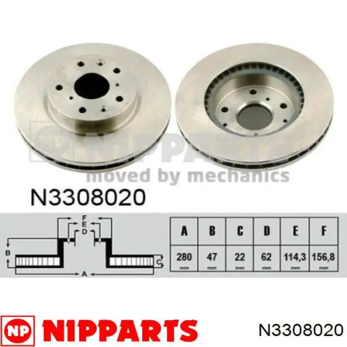 N3308020 Nipparts Гальмо дискове переднє