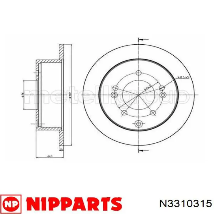 Диск гальмівний задній Nipparts N3310315