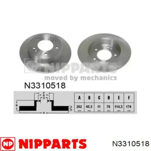 N3310518 Nipparts диск гальмівний задній