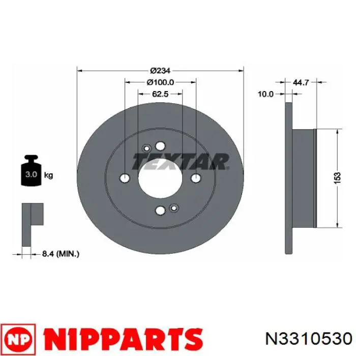 Диск гальмівний задній N3310530 Nipparts