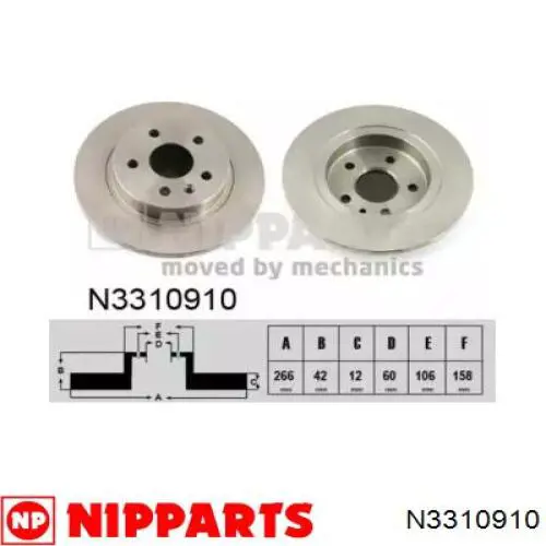 N3310910 Nipparts диск гальмівний задній