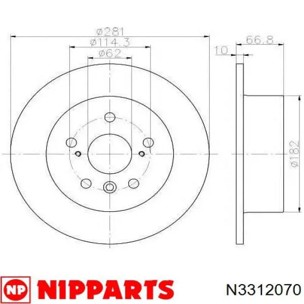 N3312070 Nipparts диск гальмівний задній