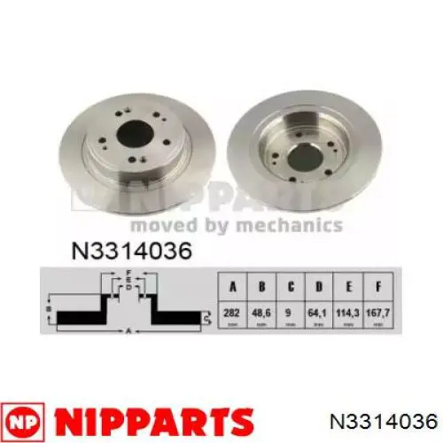 N3314036 Nipparts диск гальмівний задній