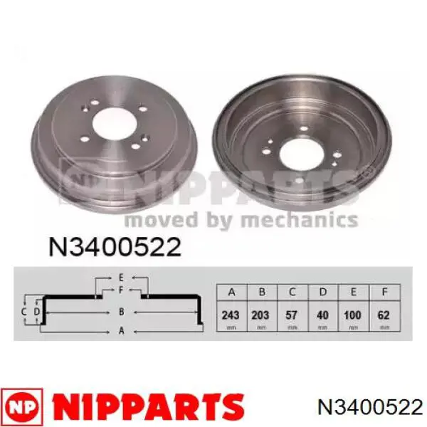 Купити N3400522 Nipparts Барабан гальмівний задній