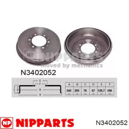 Купити N3402052 Nipparts Барабан гальмівний задній