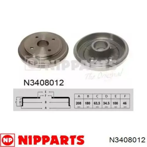 Купити N3408012 Nipparts Барабан гальмівний задній