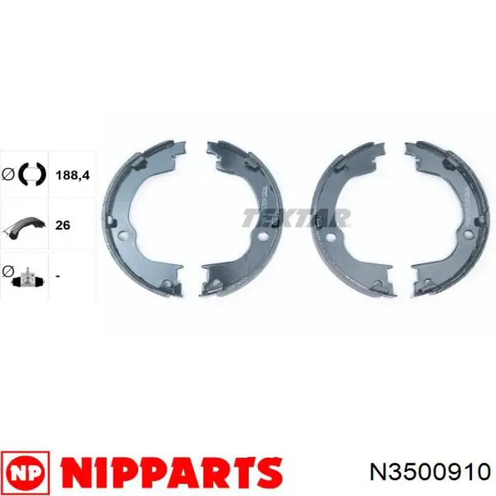 N3500910 Nipparts колодки ручника/стоянкового гальма