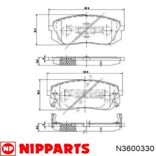 Купити N3600330 Nipparts Колодки гальмівні передні, дискові