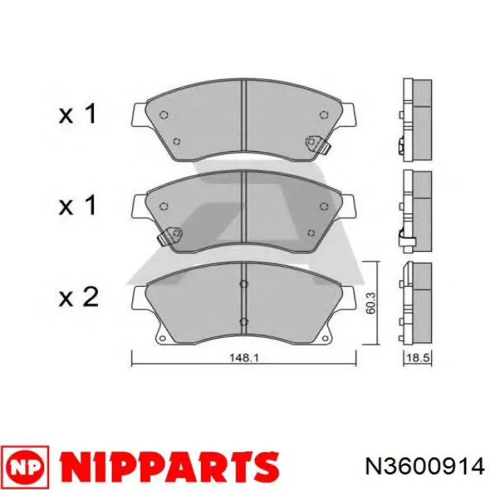 Гальмівні колодки Nipparts N3600914 ціна, від 21.56 USD