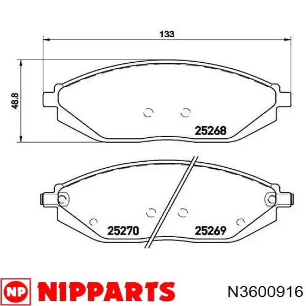 Купити N3600916 Nipparts Колодки гальмівні передні, дискові