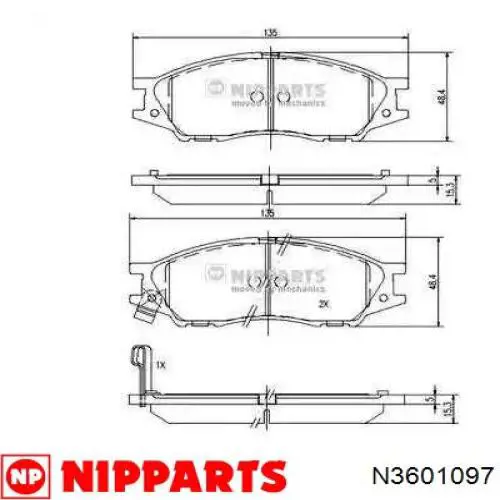 Купити N3601097 Nipparts Колодки гальмівні передні, дискові