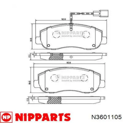 Купити N3601105 Nipparts Колодки гальмівні передні, дискові