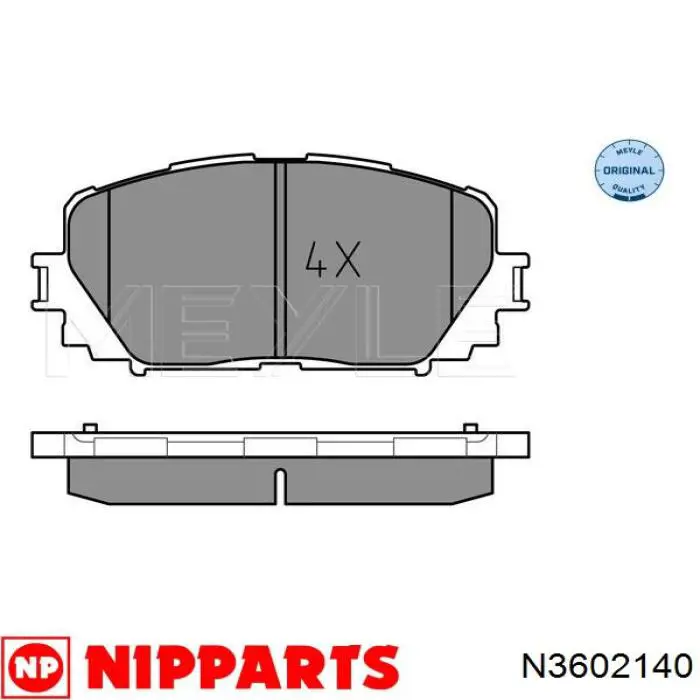 N3602140 Nipparts колодки гальмівні передні, дискові