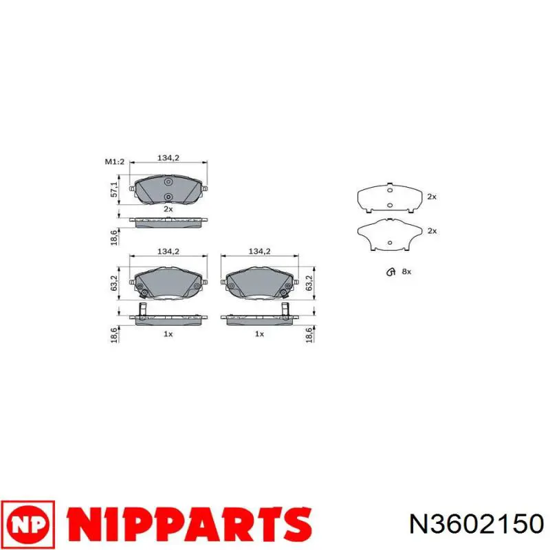Гальмівні колодки Nipparts N3602150 ціна, від 31.87 USD