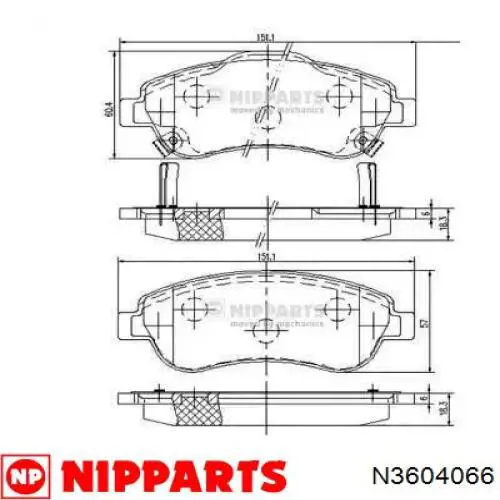 Купити N3604066 Nipparts Колодки гальмівні передні, дискові