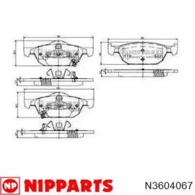 N3604067 Nipparts колодки гальмівні передні, дискові