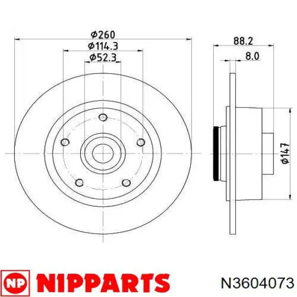 Купити N3604073 Nipparts Колодки гальмівні передні, дискові