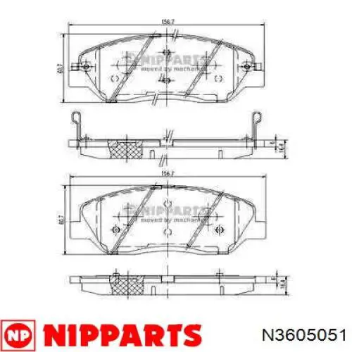 Купити N3605051 Nipparts Колодки гальмівні передні, дискові