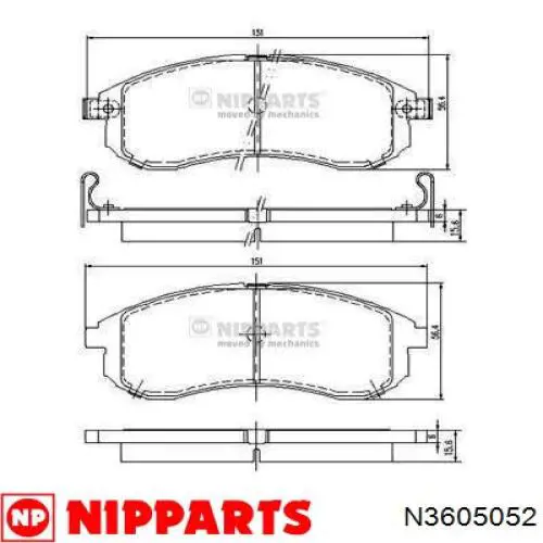 Колодки гальмівні передні, дискові N3605052 Nipparts