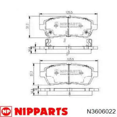 N3606022 Nipparts колодки гальмівні передні, дискові