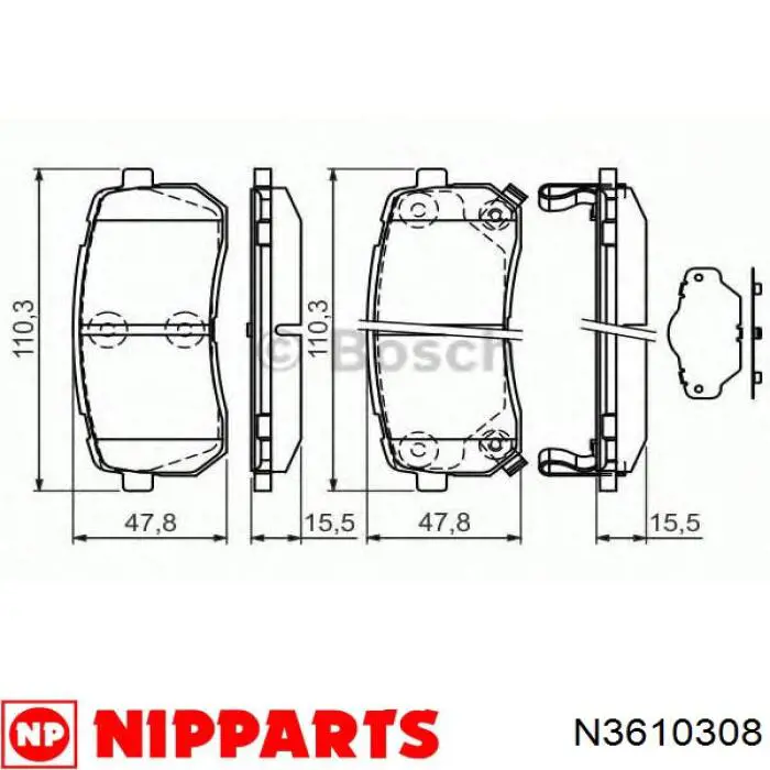 Купити N3610308 Nipparts Задні колодки